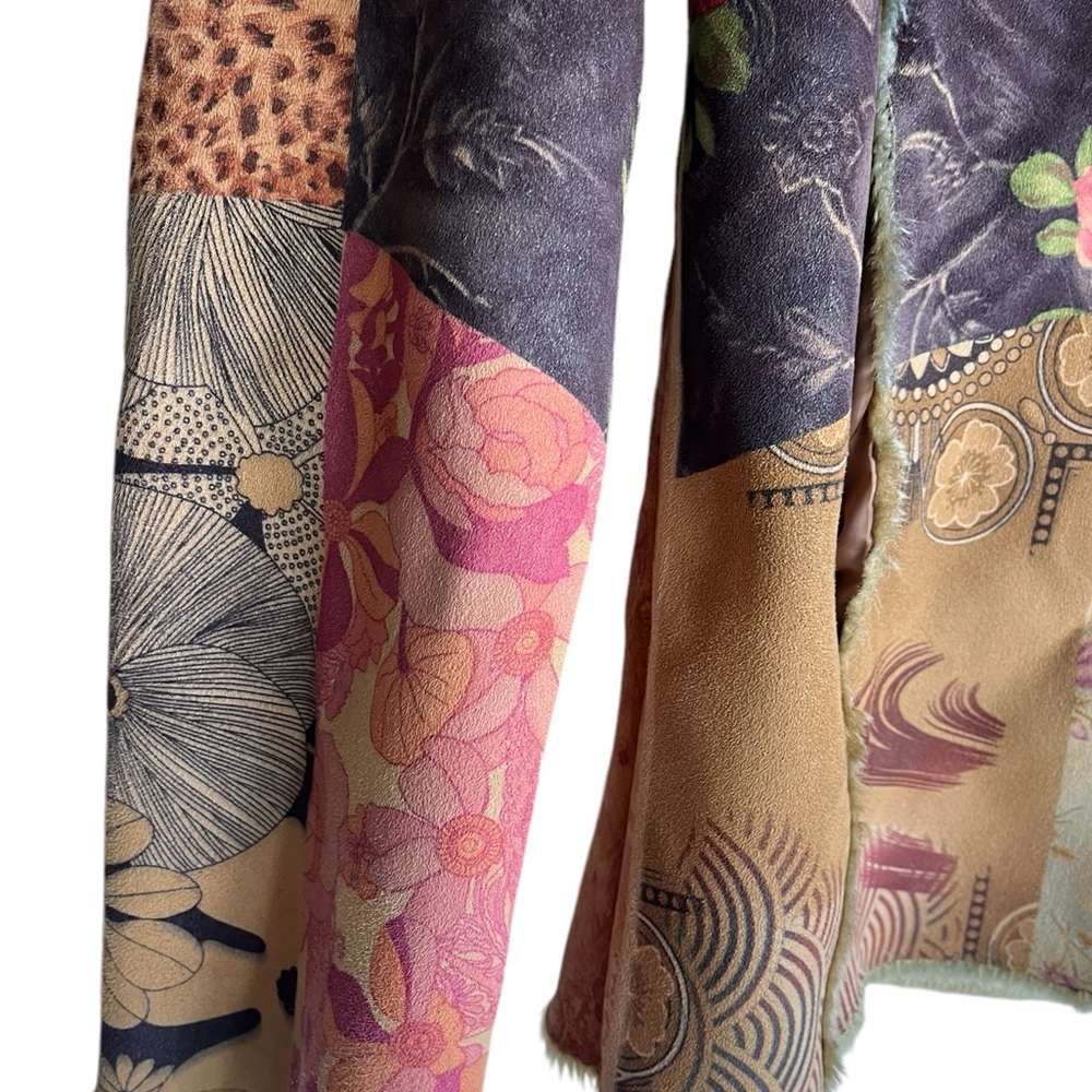 Faux Shearling Patchwork Mist Vintage Groovy Colo… - image 8